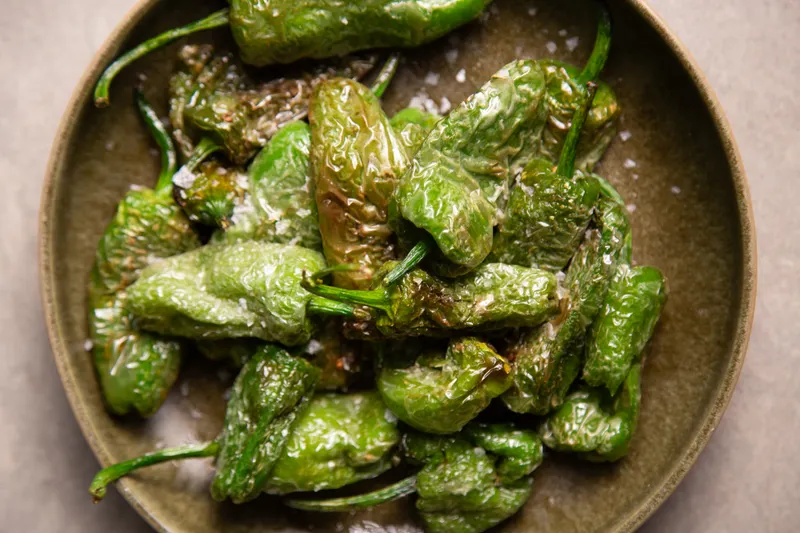 Plato de pimientos de Padrón fritos